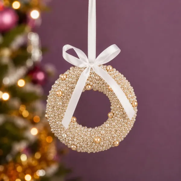 Suspension de No�l (D12 cm) Couronne Perle
