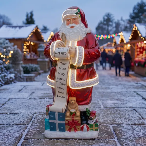 Pap� Noel tradicional luminoso 22 LED (Alto 175 cm) Alphonse y lista de regalos