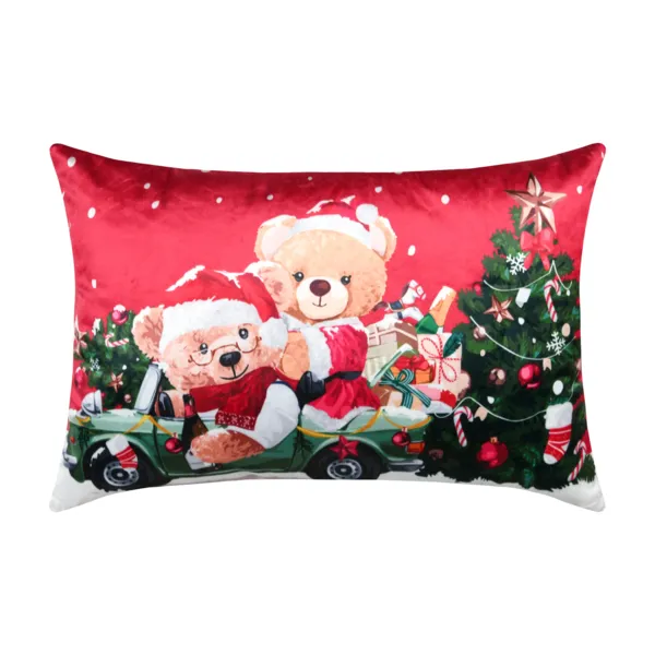 Cuscino natalizio rettangolare (40 x 60 cm) Orsetto Rosso