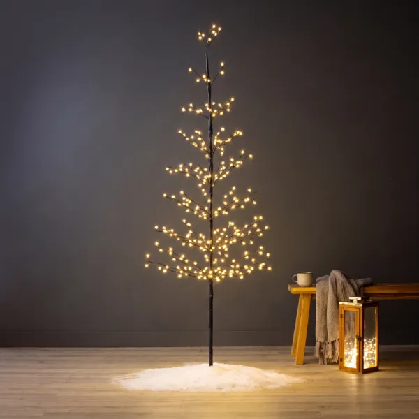 Albero luminoso 360 LED (H180 cm) Abete Boreale Bianco caldo champagne