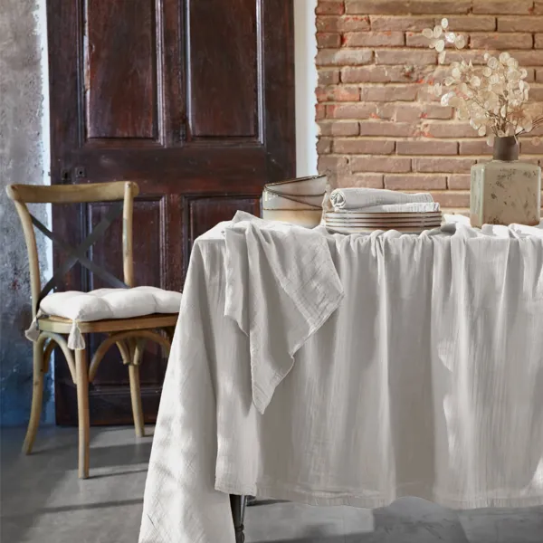 Tovaglia quadrata garza di cotone (180 x 180 cm) Ga�a Grigio nuvola