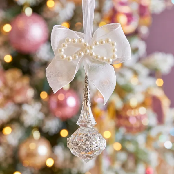 Suspension de No�l (H12 cm) Pampille Cristal Argent