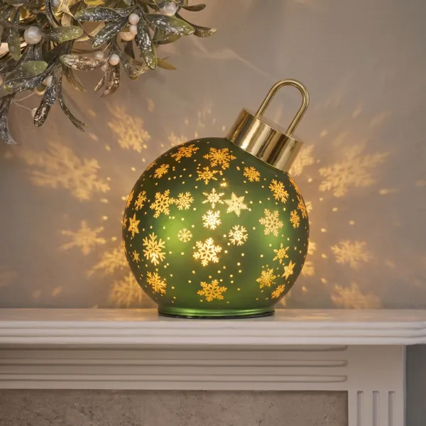 Draaibare glazen lichtbol (D18 cm) Sterrennacht Groen en goud