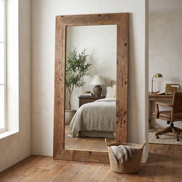 Specchio da parete rettangolare in legno riciclato (79 x 159 cm) Ether Naturale