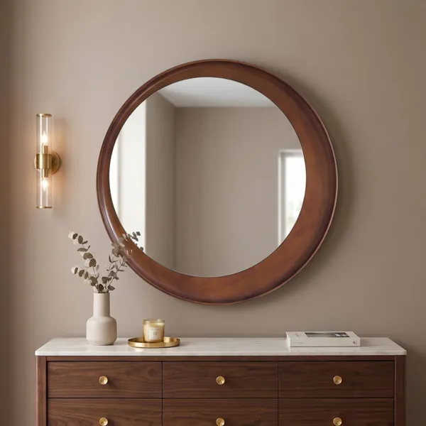 Specchio da parete rotondo (75 cm) Sira Naturale