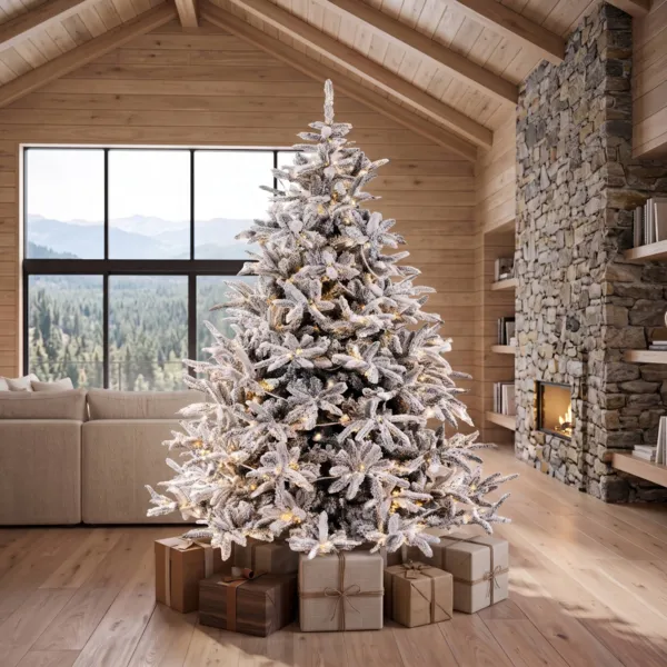 Sapin artificiel de No�l lumineux 500 LED (H240 cm) Annapurna Vert enneig� et blanc chaud