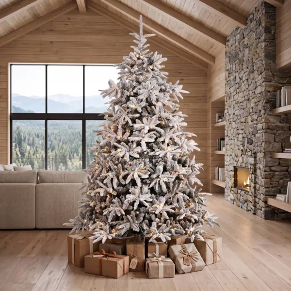 �rbol de Navidad artificial luminoso 640 LED (Alto 270 cm) Annapurna Verde Pino nevado y blanco c�lido