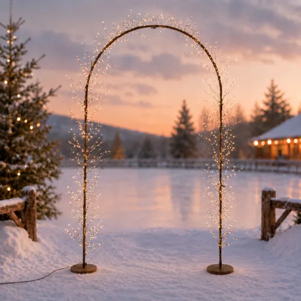 Arco natalizio esterno luminoso 1440 LED (H230 cm) Celeste Bianco caldo