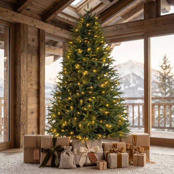 Lysende kunstigt juletræ med 490 LED (H210 cm) Lucania Grøn og varm hvid