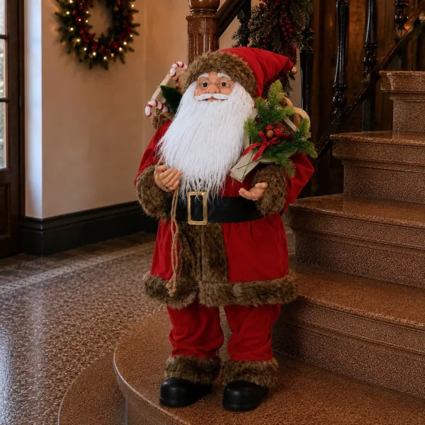 Pap� Noel tradicional (H80 cm) G�rard con raqueta Gris granito y rojo