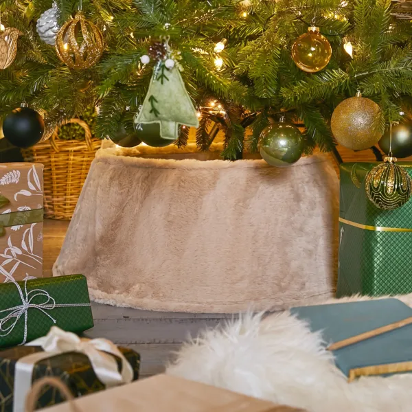 Copribase albero di Natale (D55 cm) Ecopelliccia Beige