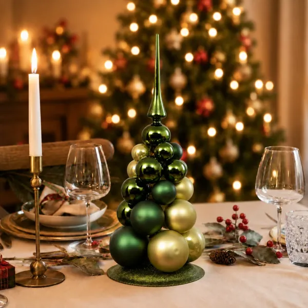 Alberello da tavolo decorativo (H32 cm) Palline di Natale Verde