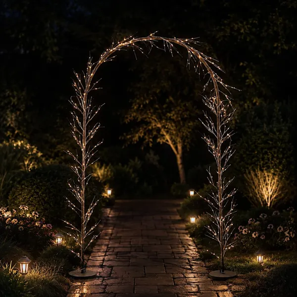 Arco natalizio luminoso esterno 384 LED (H230 cm) Celeste Bianco caldo