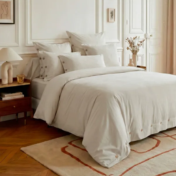 Copripiumino in percalle di cotone (140 x 200 cm) Diane Beige