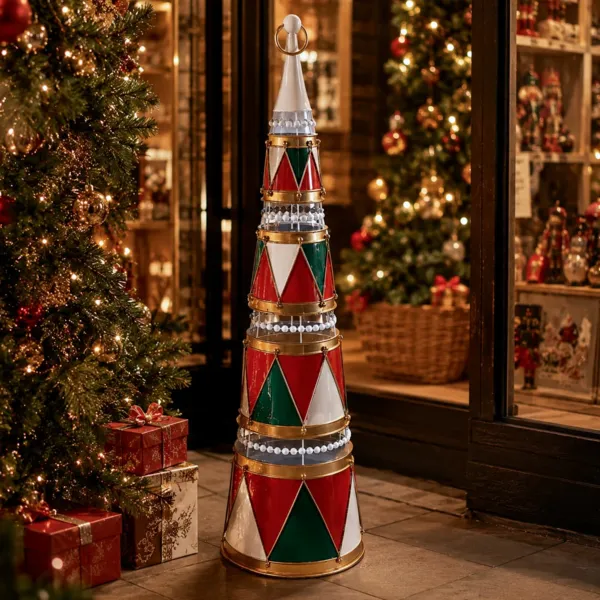 Decorazione da tavolo natalizia in metallo (H121 cm) L'albero degli Arlecchini Multicolore