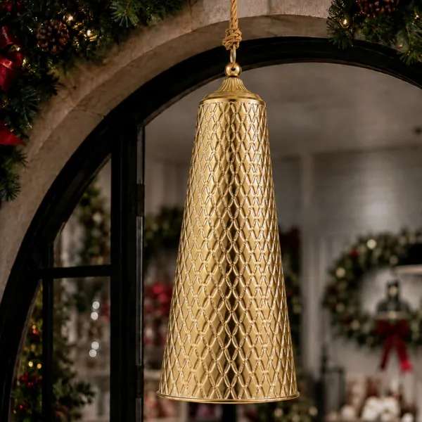 Campana di Natale in metallo (H45 cm) Campanello di Natale Dorato