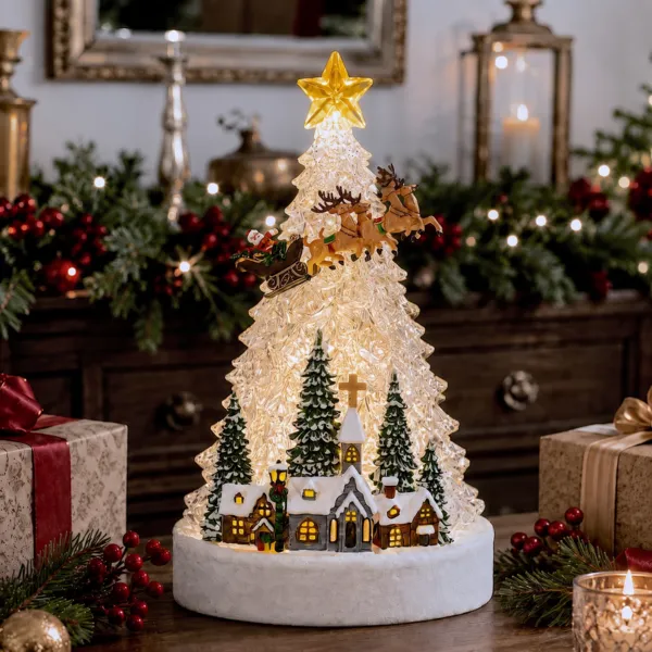 Villaggio di Natale luminoso e animato a pile (H31 cm) L'Odissea di Babbo Natale