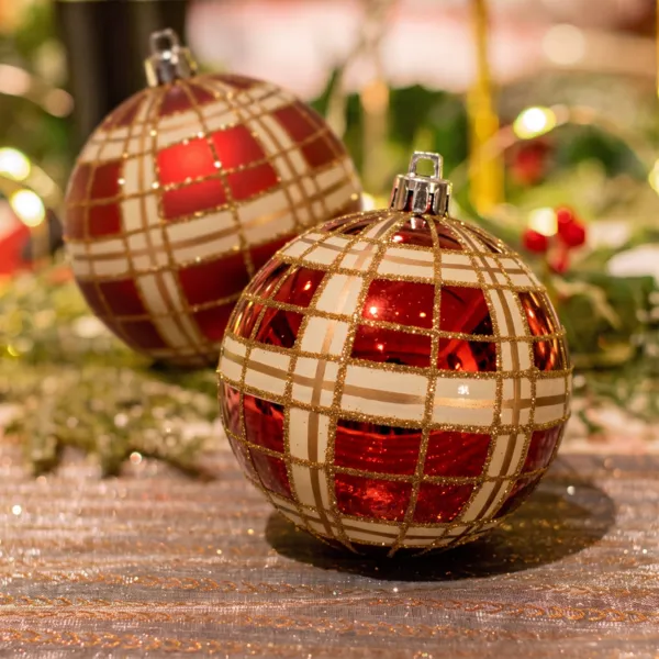 Set di 12 palline di Natale (D80 mm) Marilyn Rosso con glitter oro