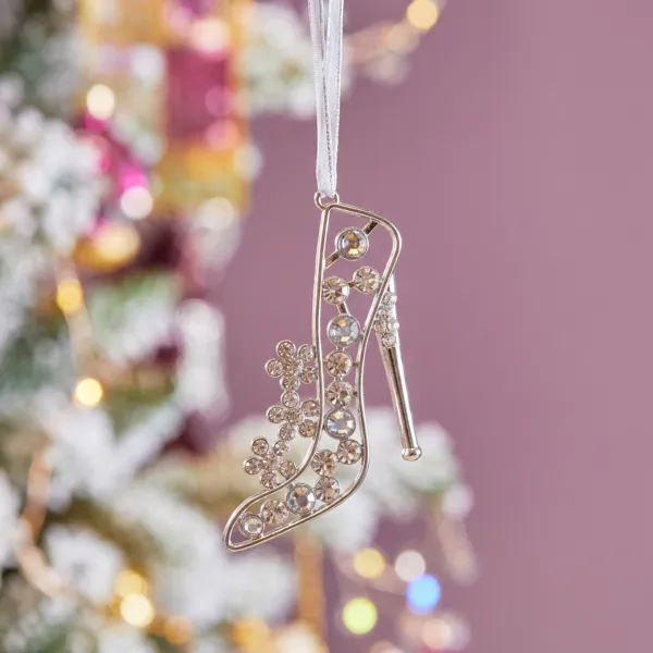 Decorazione natalizia da appendere in metallo (H11 cm) Paris strass Argento