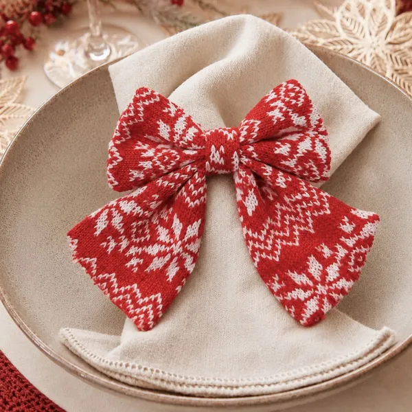 Lote de 2 Lazos de Navidad (H13 cm) Tradici�n Rojo y blanco