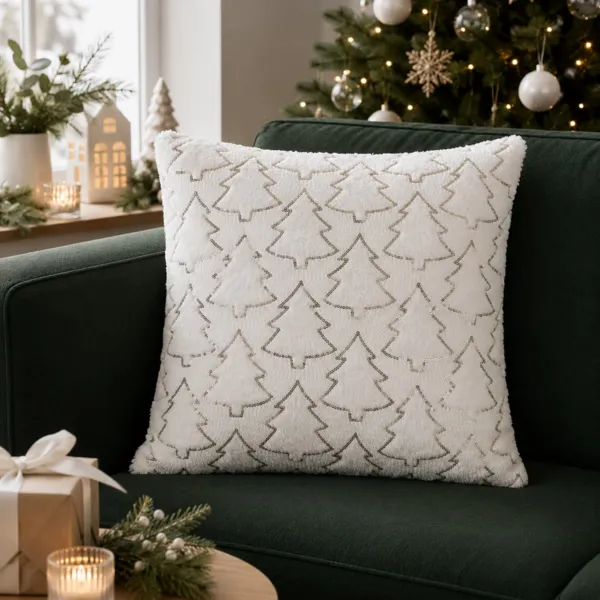 Coussin de no�l carr� (45 x 45 cm) Ginger Blanc