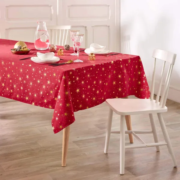 Tovaglia rettangolare anti macchia di Natale (140 x 240 cm) Comete Rosso e oro
