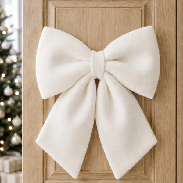 Grande fiocco di Natale in lana (H43 cm) Prestige Bianco