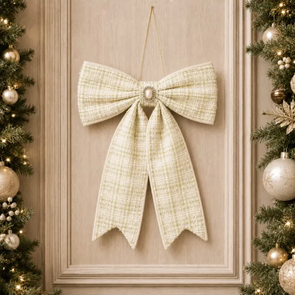 Grande Fiocco addobbi natalizi (H40 cm) Couture Bianco lana