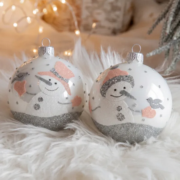 Set van 6 glazen kerstballen (D80 mm) Federico Wit 