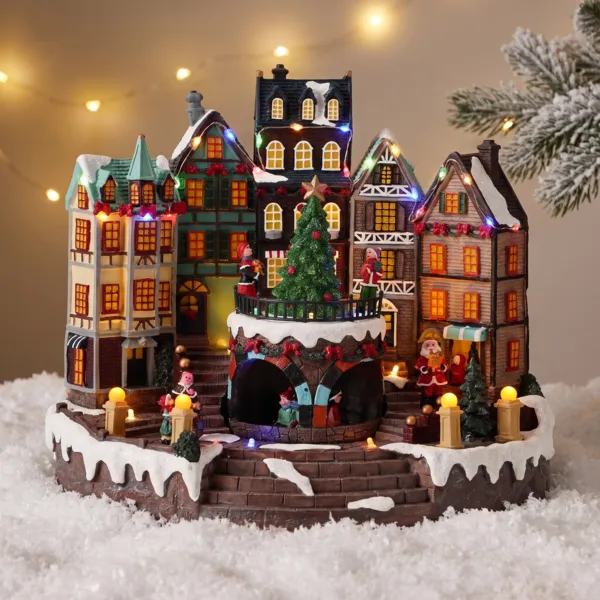 Villaggio di Natale luminoso e animato (H31 cm) Citt� incantata