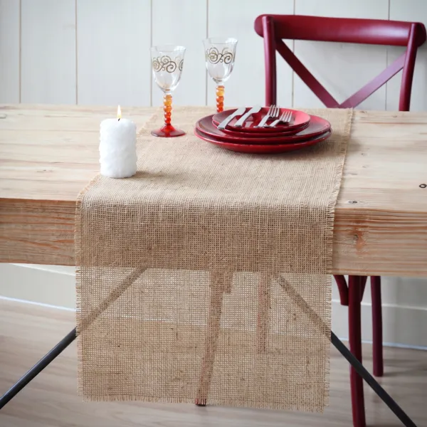 Chemin de table (300 x 28 cm) Toile de jute Naturel