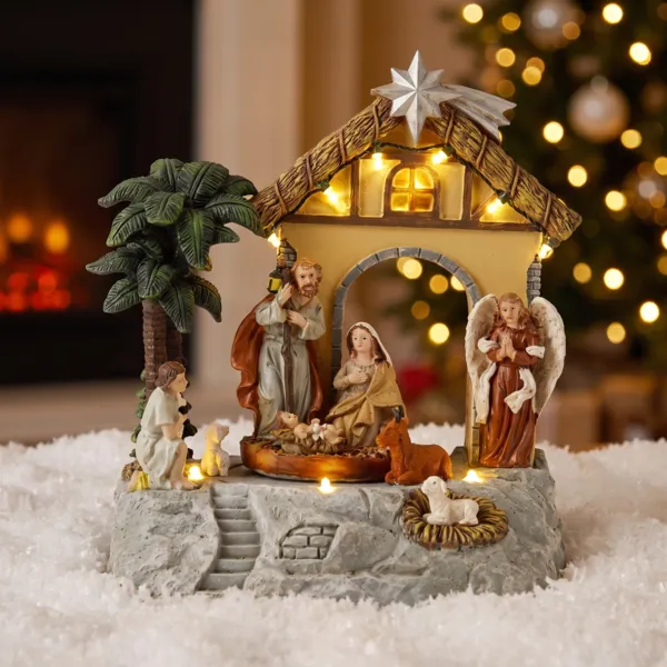 Presepe natalizio luminoso e animato (H23 cm) Saint-Marius