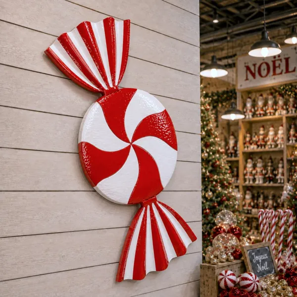 Caramella decorativa in metallo (H134 cm) Dolcetto natalizio Rosso e bianco