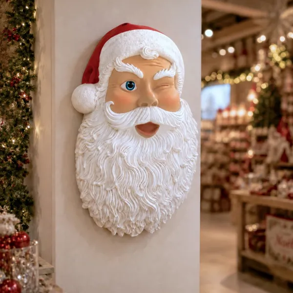 Wanddekoration (H89 cm) Weihnachtsmannkopf mit weißem Bart