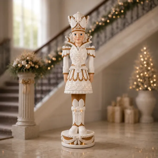 Soldato Schiaccianoci Gigante renna luminosa e musicale (H180 cm) Principessa M�linda Bianco
