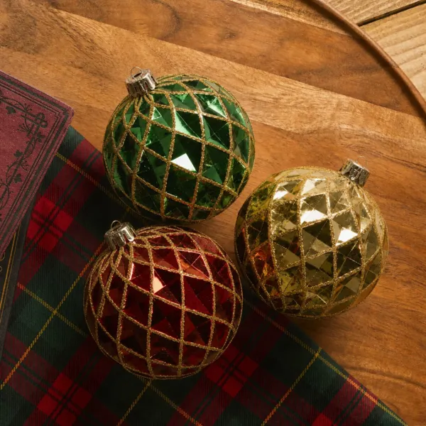 Set di 12 palline di Natale (D80 mm) Venezia di notte Multicolore con glitter oro