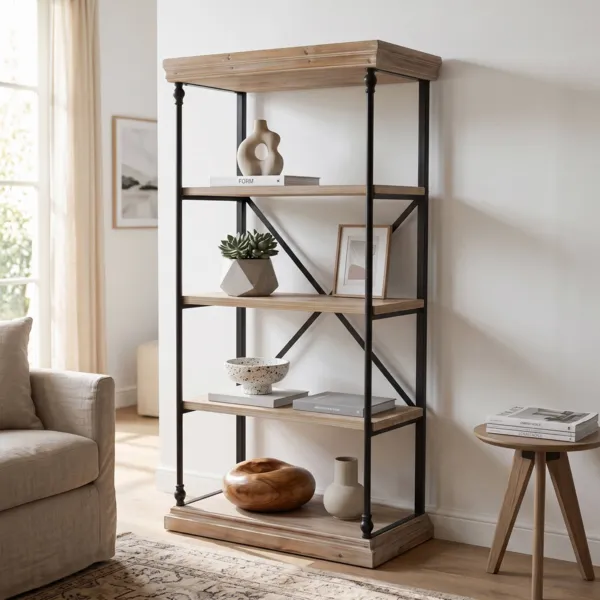 4-laags houten en metalen rek middelgroot model (152 x 76 cm) Otis Natuurlijk