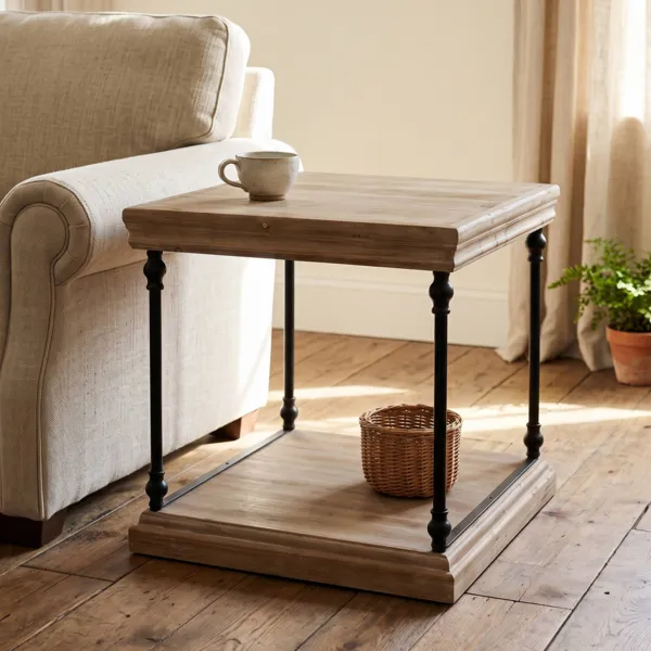 Tavolino in legno e metallo (H61 cm) Otis Naturale