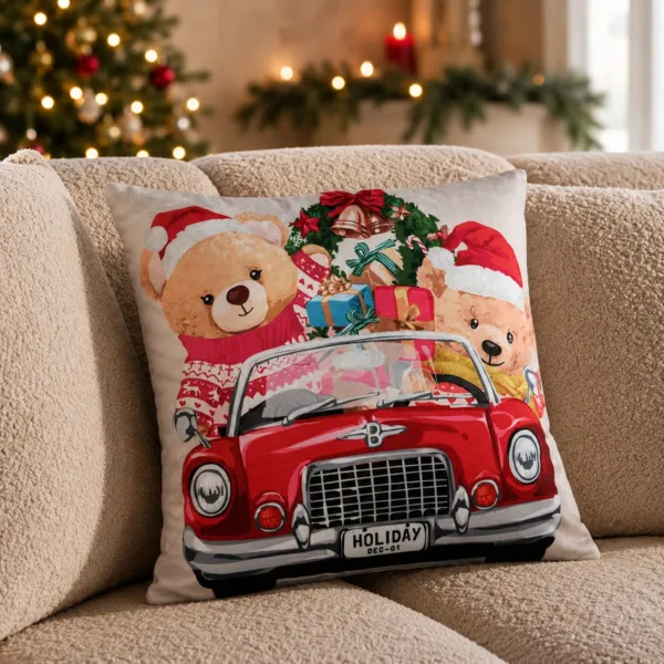 Coussin de noel carr� (45 x 45 cm) Nounours Multicolore