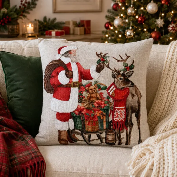 Cuscino di Natale quadrato cotone (45 x 45 cm) Babbo Natale Rosso