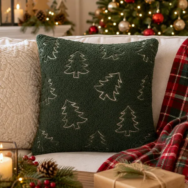 Coussin de no�l carr� (45 x 45 cm) Santa Vert