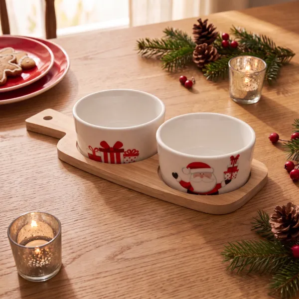 Set tapas 2 ciotole (10 x 25 cm) Babbo Natale e regali Rosso