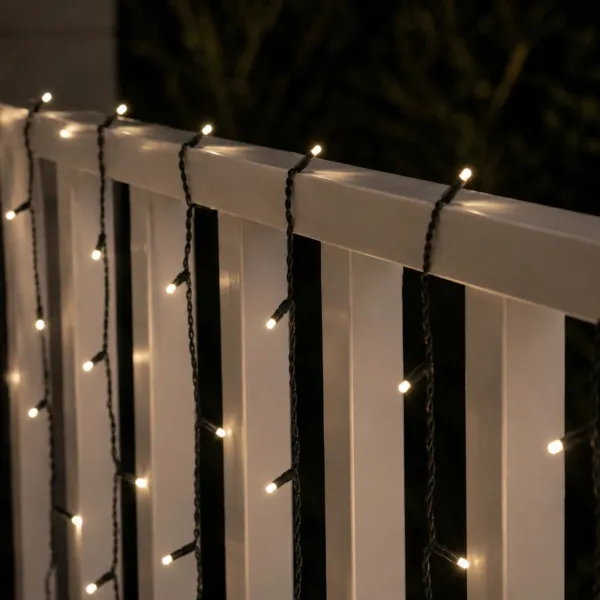 Guirlande lumineuse sans fil USB 7,4 m 100 LED c�ble noir Duracharge classic Blanc chaud