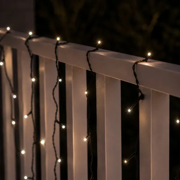 Guirlande lumineuse sans fil USB 15 m 200 LED c�ble noir Duracharge classic Blanc chaud