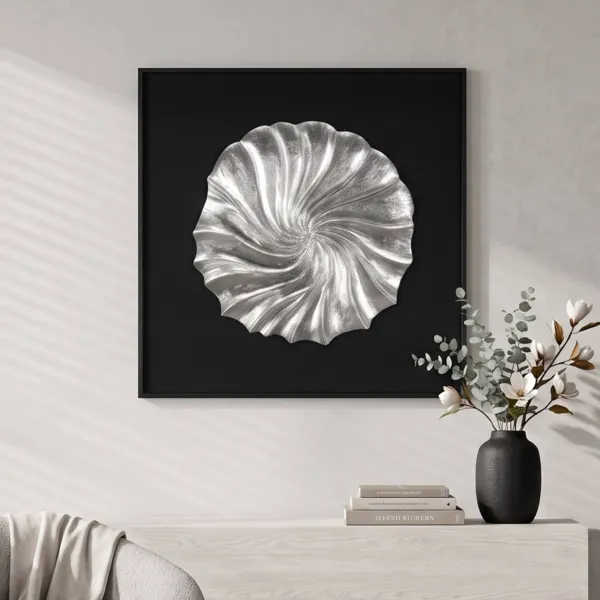 Cuadro decorativo en relieve de madera (60 x 60 cm) Mero Plata