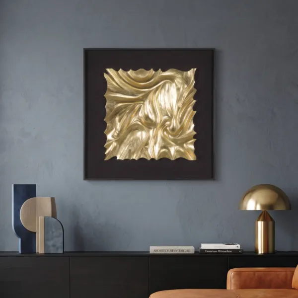 Cuadro decorativo en relieve de madera (60 x 60 cm) Zania Oro