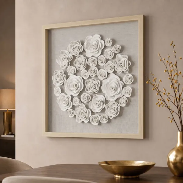 Cuadro decorativo en relieve de arcilla (60 x 60 cm) Aris Blanco