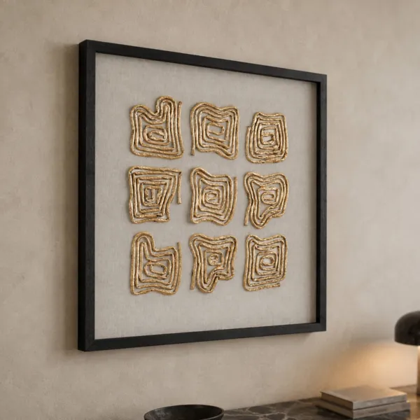 Cuadro decorativo en relieve de papel (60 x 60 cm) Lura Oro