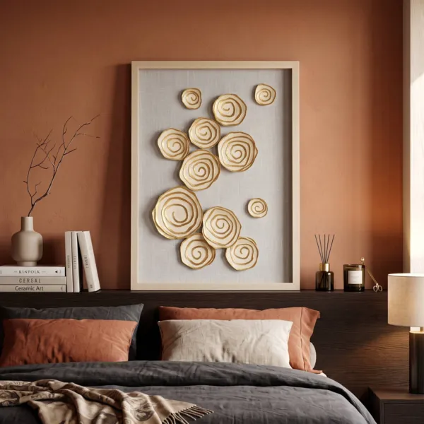 Cuadro decorativo en relieve de papel (60 x 80 cm) Nunki Beige