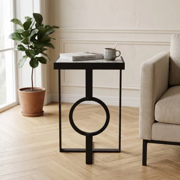 Beistelltisch aus Metall (H64 cm) Manta Schwarz